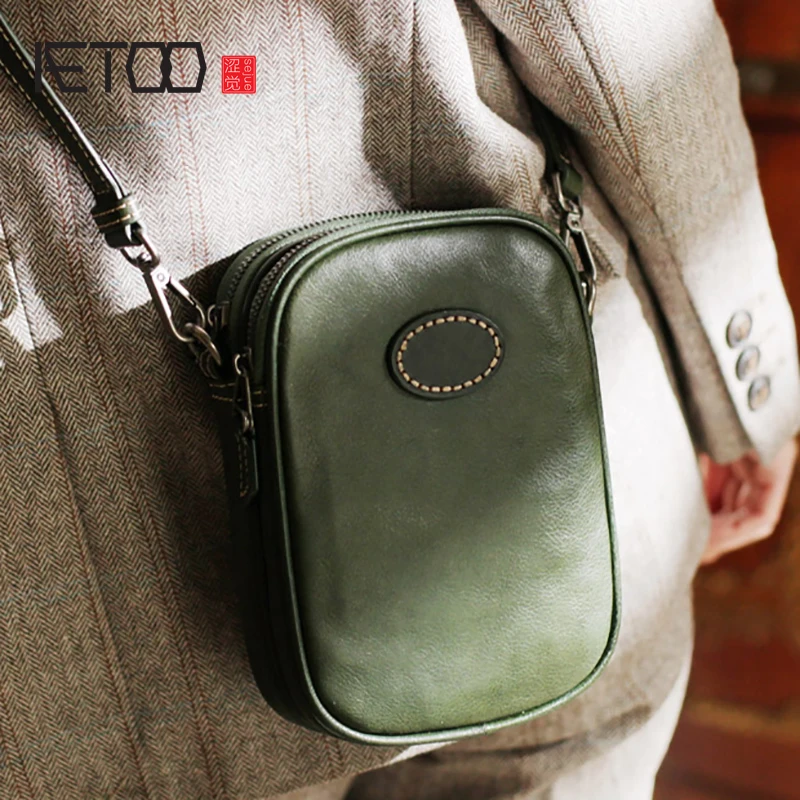 

AETOO Retro casual slant with small bag, soft leather simple small square bag, hundred tofu bag