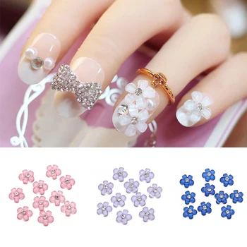 

10 Pcs 10mm Flower Nail Rhinestones Nail Art Decoration 3D Crystal Stones Shiny Diamond Fashion Women DIY Manicure Supplies
