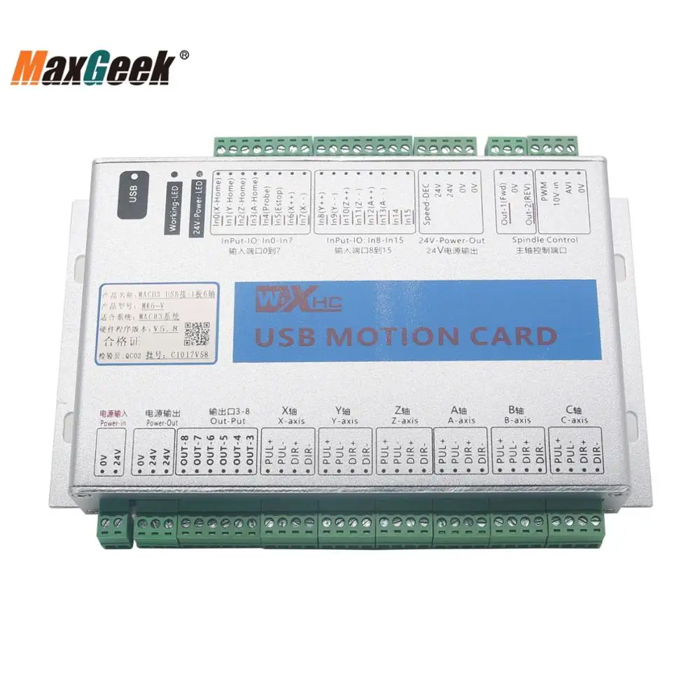 Maxgeek Upgrade CNC Mach3 USB Maxgeek 3/4/6 Axis плата управления движением Breakout Board 2 МГц плата драйвера для гравировального станка с ЧПУ Maxgeek Upgrade CNC Mach3 USB Maxgeek 3/4/6 Axis плата управления движением Breakout Board 2 МГц плата драйвера для гравировального станка с ЧПУ