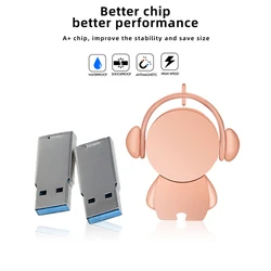 Clé USB en métal pour musiciens, support à mémoire de 32GB 64GB 128GB, étanche et résistant aux chocs, lecteur Flash avec porte clé 