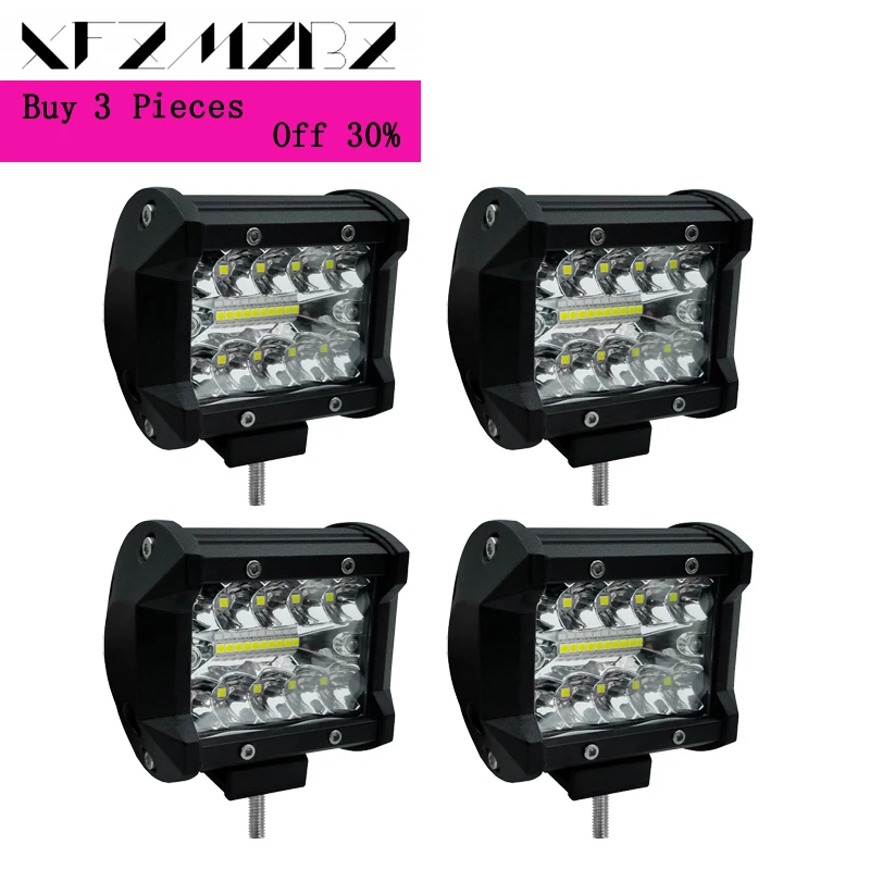 

XFZMZBZ 4 inch LED Bar LED Work Light Bar for Driving Offroad Boat Car Tractor Truck 4x4 SUV ATV 12V 24V Rated 60W Actual