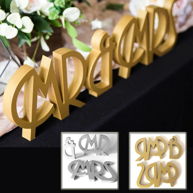 Mr And Mrs буквы знак деревянная стойка стол подарок свадебный Декор Ornation