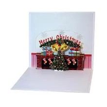 Christmas Cards 3D Pop Up Merry Christmas fireplace Handmade Custom Greeting Cards Christmas Gifts Souvenirs Postcards