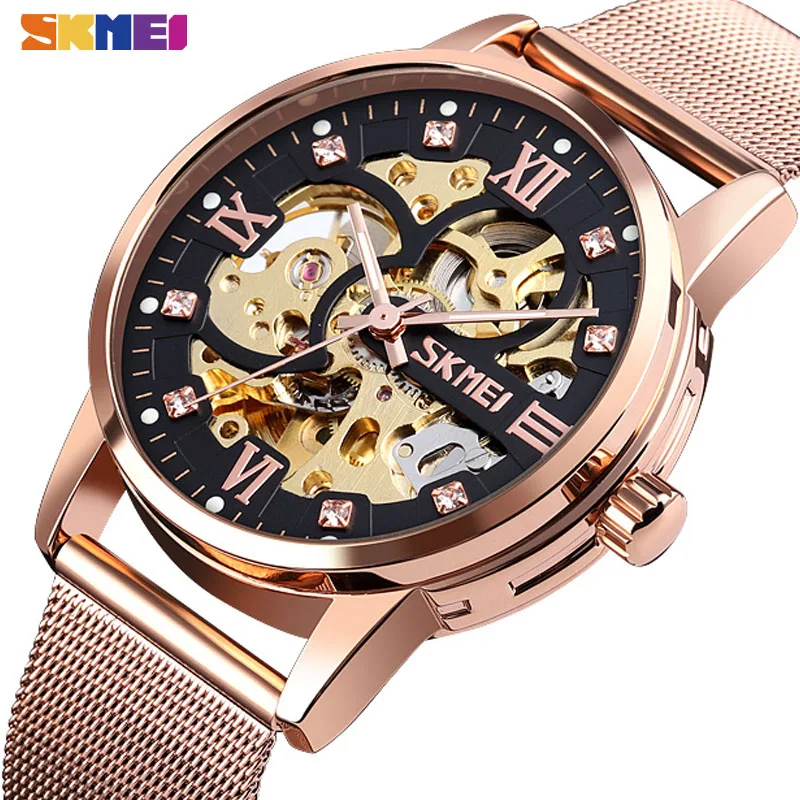 SKMEI Лидирующий бренд водонепроницаемые мужские часы со скелетом прозрачные мужские автоматические механические наручные часы Relogio Masculino 9199