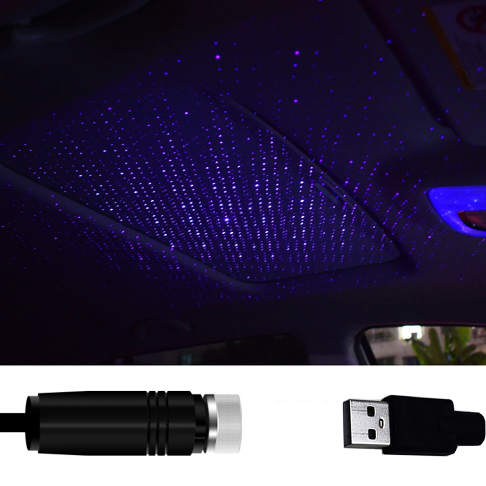 L/ámpara LED de atm/ósfera de coche LED Luz nocturna USB Luz ambiental del autom/óvil Coche Estrellado USB Techo modificado Decoraci/ón interior Proyector de techo Star Sky
