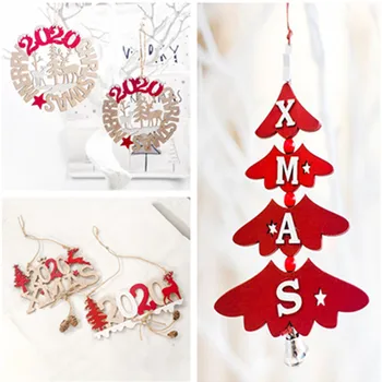 

1/2pcs 2020 Merry Christmas Decoration for Home Wood Hollow Pendant Christmas Tree Ornament Enfeites De Natal navidad Wall Decor