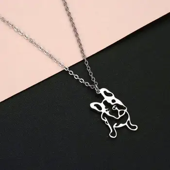 

Todorova Cute French Bulldog Pendant Necklace Women Statement Necklace Stainless Steel Jewelry bijoux femme Dog Lover Gift