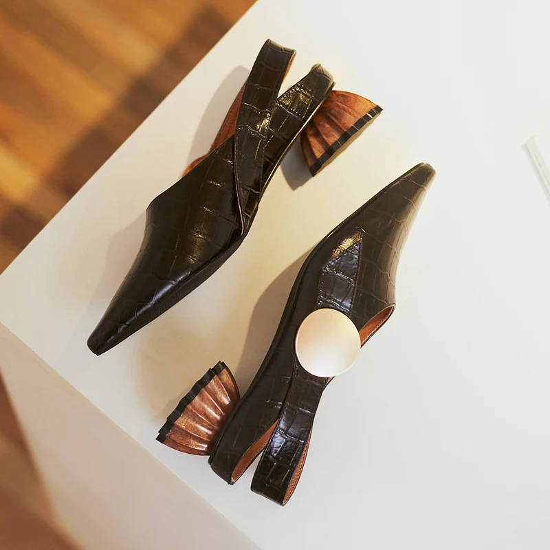 

Hot Sale Pumps Fashion Strange Heel High Quality Cow Leather Pointed Toe Shoes Elegant Women's Dress Pumps