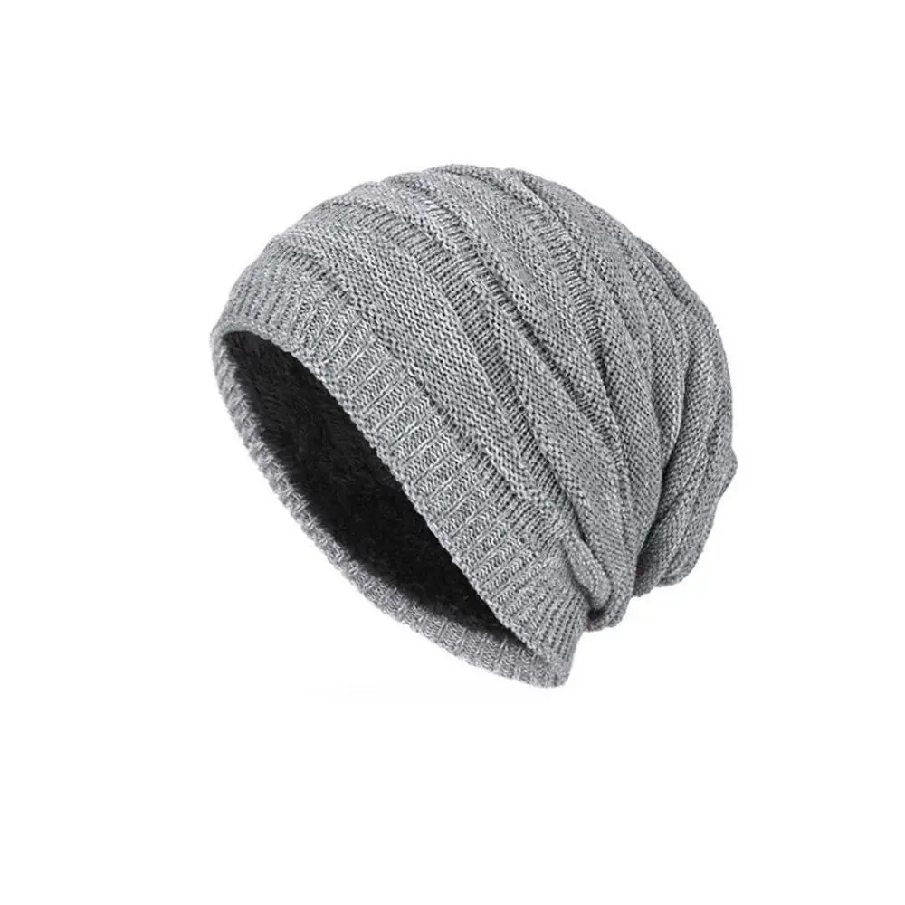 gray hat Шапка в Корейском стиле для мужчин и женщин, вязаные свободные детские шапки большого размера, зимняя теплая шапка для катания на лыжах и отдыха с толстыми полями H - Цвет: gray hat