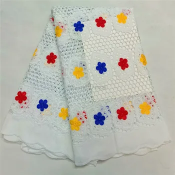 

African Brocade Fabric 2020 High Quality Swiss Voile Lace In Switzerland White/Red/Blue Tissu African Dry Lace Fabric 5Yards/Lot