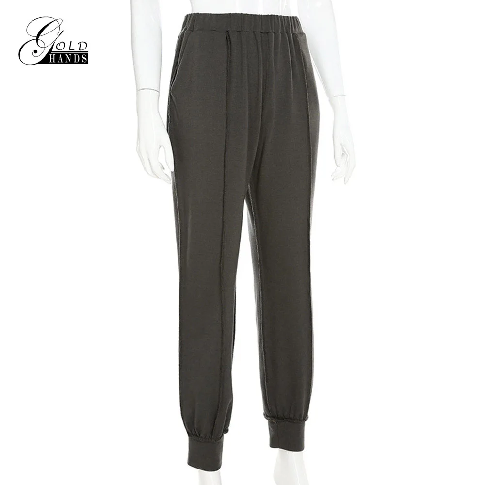 Gold Hands Autumn Winter Letter Print Casual Women Sweatpants Harajuku High Waist Sweatshirt Pants Loose Joggers Fashion