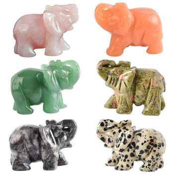 

2 inch Crystal Elephant Figurines Craft Carved Natural Stone mineral Mini Animals Statue for Home Decor Chakra Healing