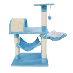 Support d'escalade Stable pour chat en Sisal, 32 pouces, tour à chat, agneau, chat bleu, maison de saut, poste à gratter, jouet 