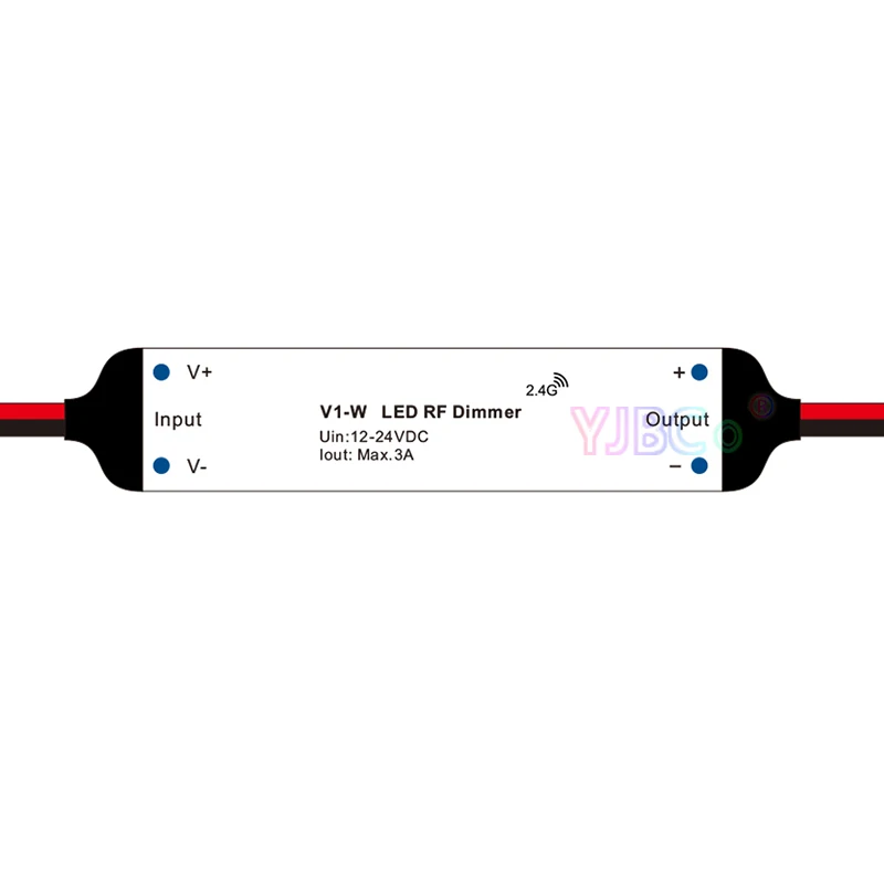

V1-W 2.4G RF Single Color LED Controller 1CH DC 12V-24V Max 75W Step-less dimming remote Mini receiver for 5m led strip