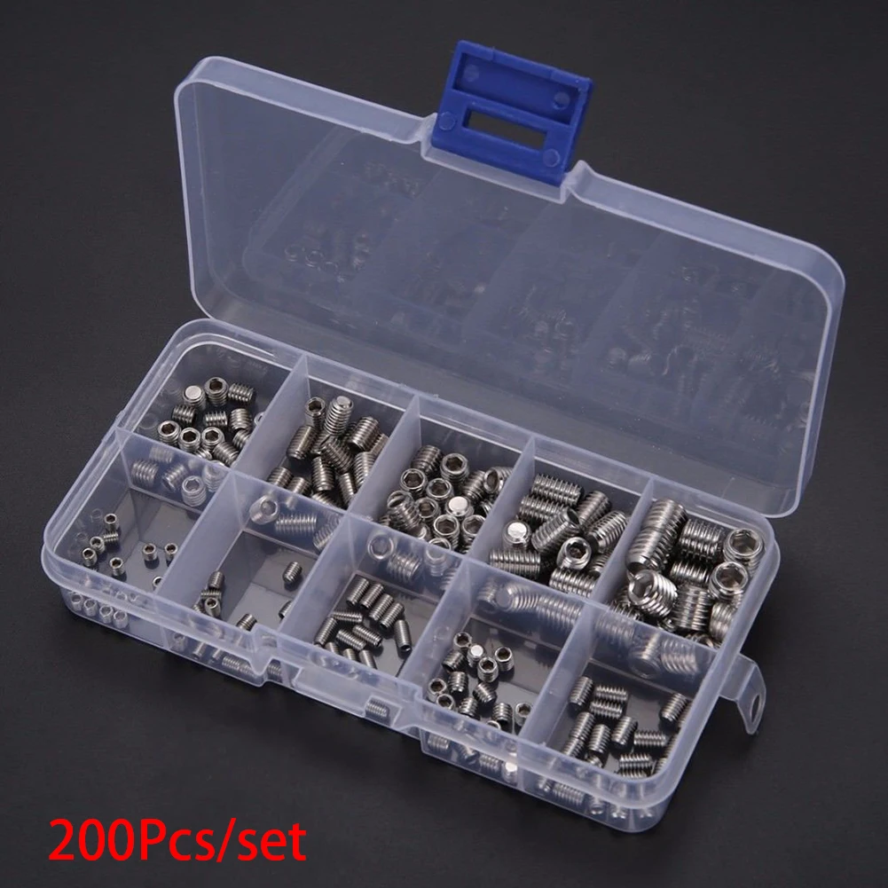 

Stainless Steel Allen Screw Socket Hex Set Grub Screw Assortment Kit Fixed Tools M3 M4 M5 M6 M8 Drop Shipping