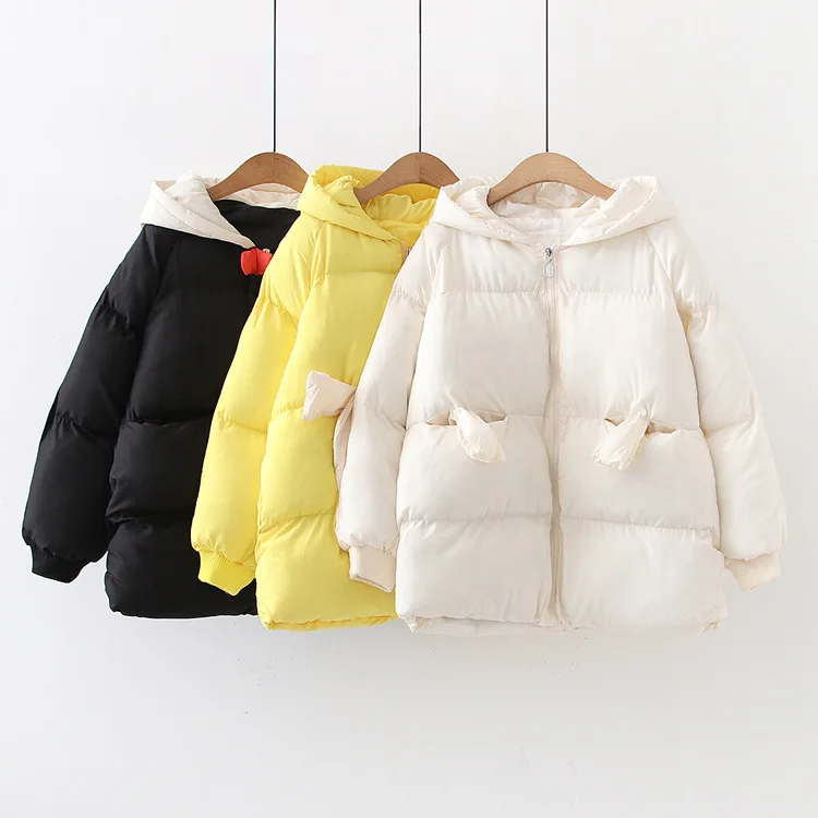 

Korean-style Winter New Style Simple Versatile Solid Color Hooded Thick Warm Loose-Fit Soft Girl down Coat Cotton-padded Clothes