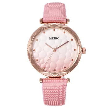 

Women Watches Leather Quartz Watch Girls Bracelet Watch Fashion Ladies Gradient Pink Girls Wrist Watches