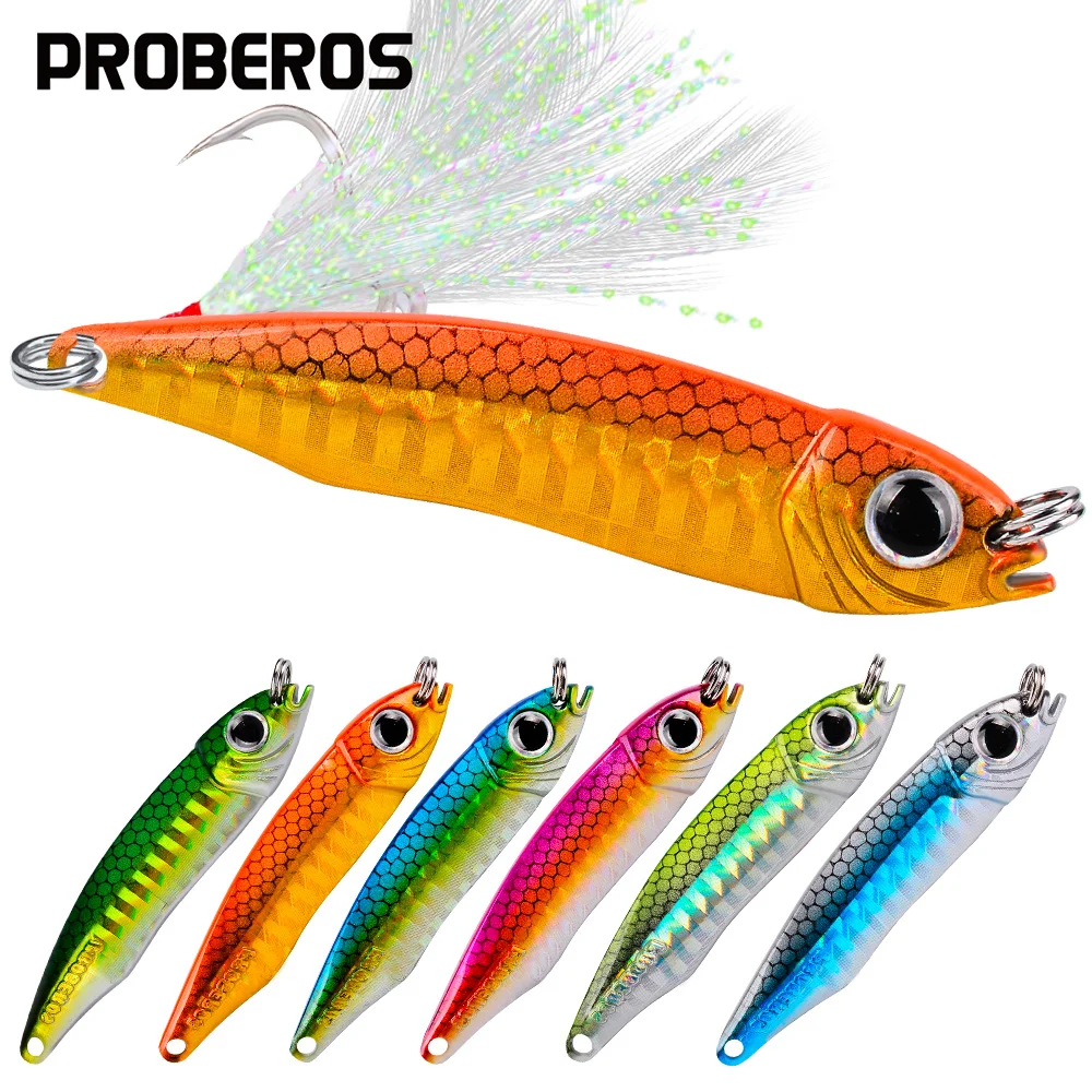 

PROBEROS Metal Jigging Spoon 10g-15g-20g-28g-35g Shore Jig Casting Drag Cast Sea Bass Lure Artificial Bait Fishing Tackle