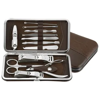 

12 PCS/set Nail Art Manicure Tools Set Nails Clipper Scissors Tweezer Knife Manicure Sets Stone Pattern Case For Nail Manicure