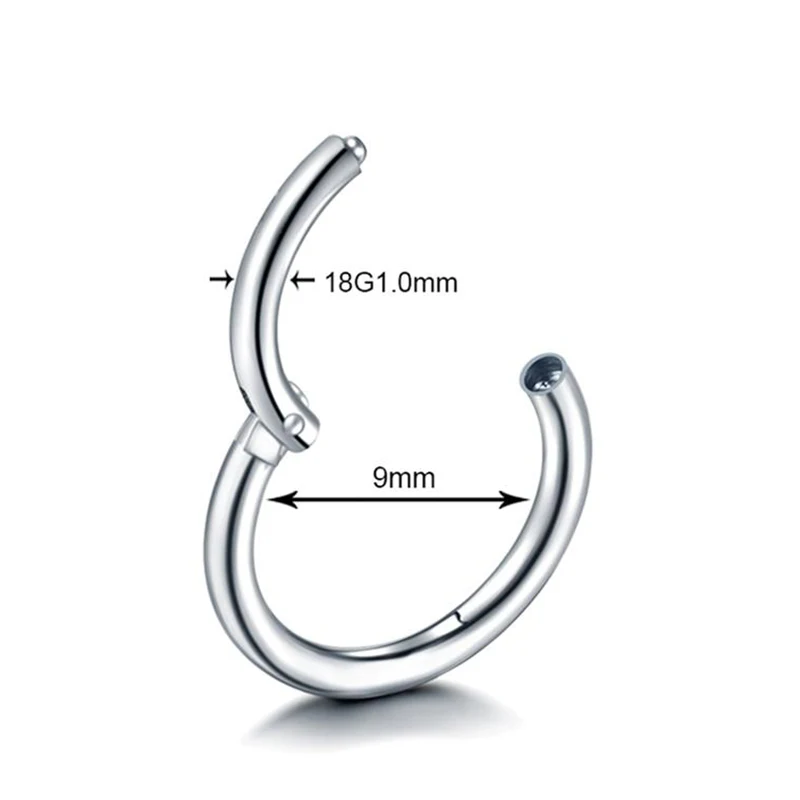 10PC ASTM F136 Titanium Nose Ring Hoop Septum Piercing Clicker 10/12/14/16/18G/20G Nostril Hinged Segment Septo Helix Earrings For nose rings,piercing jewelry,body piercing earrings,ear piercing jewelry,body piercing jewelry,body jewelry,hoop earrings