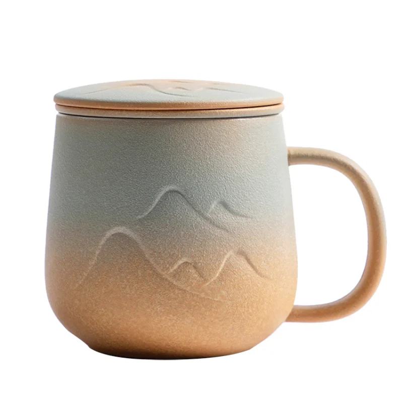 

Tea Cup Set Nordic Ceramic Mug with Handle Filter Breakfast Cup Multifunction Oatmeal Cups Office Tazas De Ceramica Creativas A