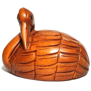 

Y6399 - 2 " Hand Carved Boxwood Netsuke - Pretty Bird Rest