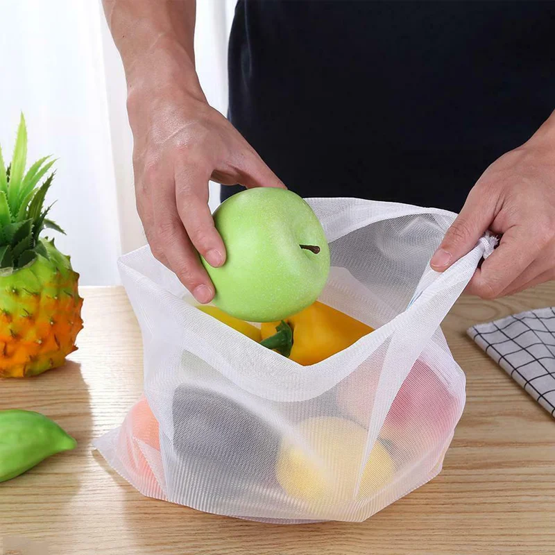 5 шт многоразовые сетки производят сумки супермаркета продуктовые для фруктов овощей хранения покупок эко