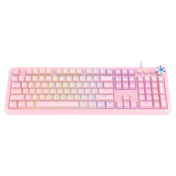 

Wired Gaming Keyboard USB 104 Keycaps RGB Backlight Mechanical Feeling Backlit Keyboards Waterproof Computer Game Keyboards