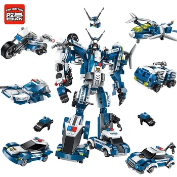 

ENLIGHTEN 6IN1 City Police Swat War Generals Robot Creator Compatible LeSet Technic Building Blocks Bricks Playmobil Toys Gift