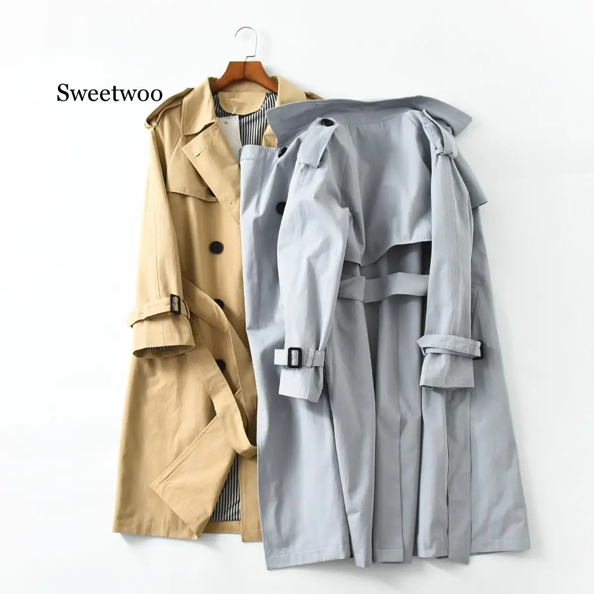 

2020 Spring Autumn New Women's Casual trench coat oversize Double Breasted Vintage Outwear Loose Cloak Clothing