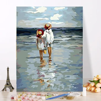 

Framless Girl Watching The Sea Diy Oil Painting By Numbers Kits Wall Art Picture Home Decor Acrylic Paint On Canvas For Artwork