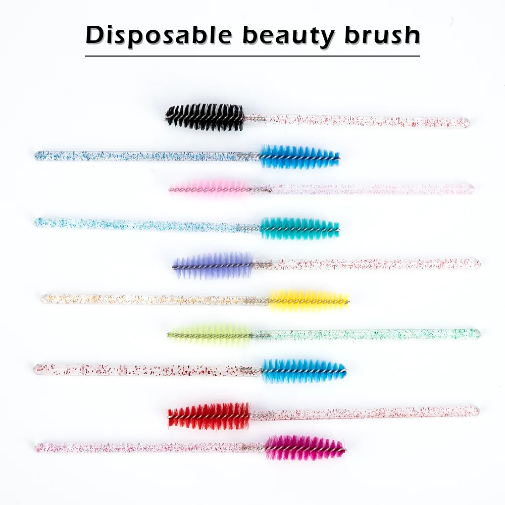 500Pcs/Pack Disposable Crystal Eyelash Brush Comb Eye Lashes Extension Mascara Wands Makeup Professional Beauty Tool