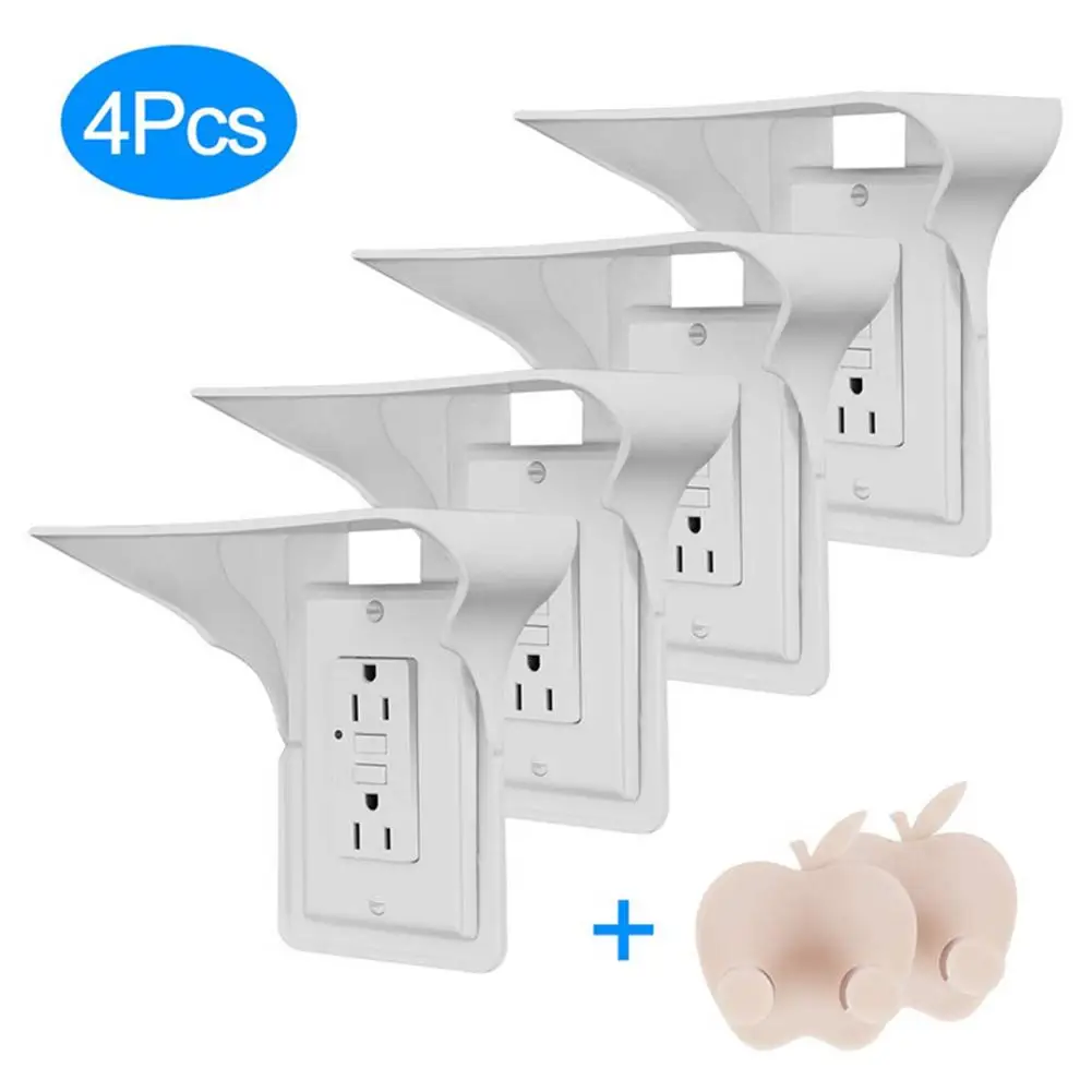 4PCS Switch Rack Tray Wall Bracket Bathroom Kitchen Rack Outlet Switch Shelf Wall Outlet Shelf Power Perch Holds Up To 10 Lbs