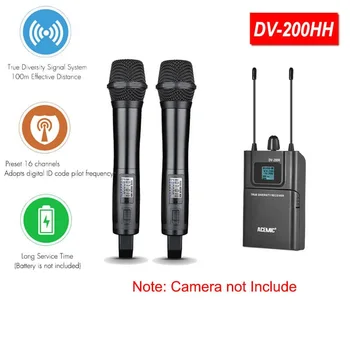 

ACEMIC DV-200HH dual channel wireless lavalier microphone wireless camera microphone system for iphone smartphone camera DSLR