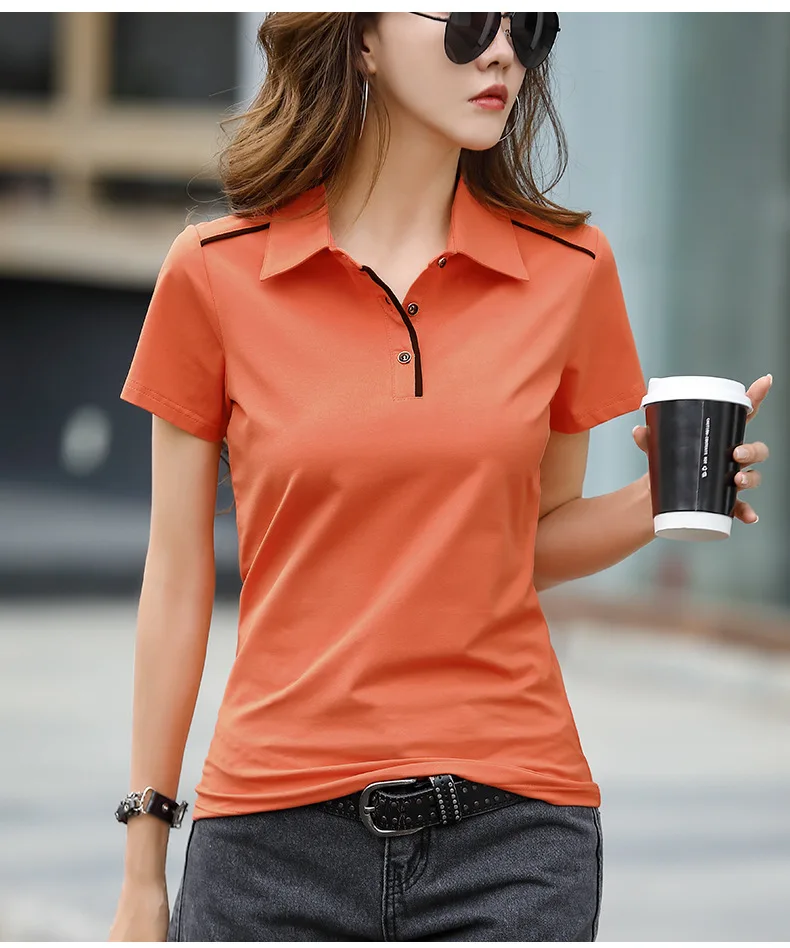 camisa das mulheres nova de manga curta feminina coreana de lapela camisa de fundo casual de manga curta