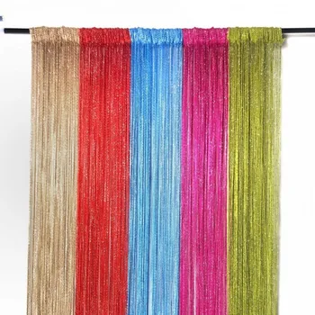 

String Curtain Shiny Tassel Glitter Line Curtain Window Door Divider Drape Living Room Decor Valance Solid Color 100*200/290*290