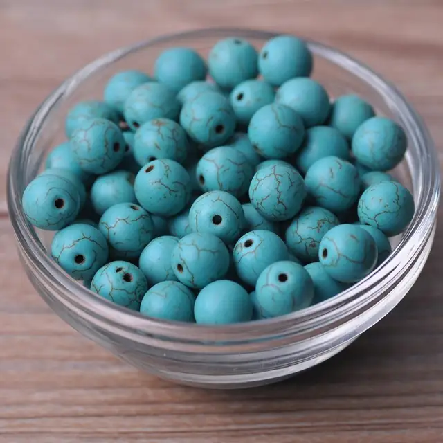 Round 4mm 6mm 8mm 10mm 12mm Natural Stone Rock Loose Spacer Beads lot for Bracelet Jewelry Making Findings DIY Crafts Blue Turquoise