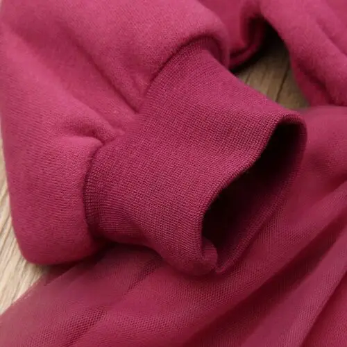 Детское платье для маленьких девочек кружевное Сетчатое платье-пачка с длинными рукавами Свитшот платья принцессы осенне-зимняя одежда От 6 месяцев до 4 лет