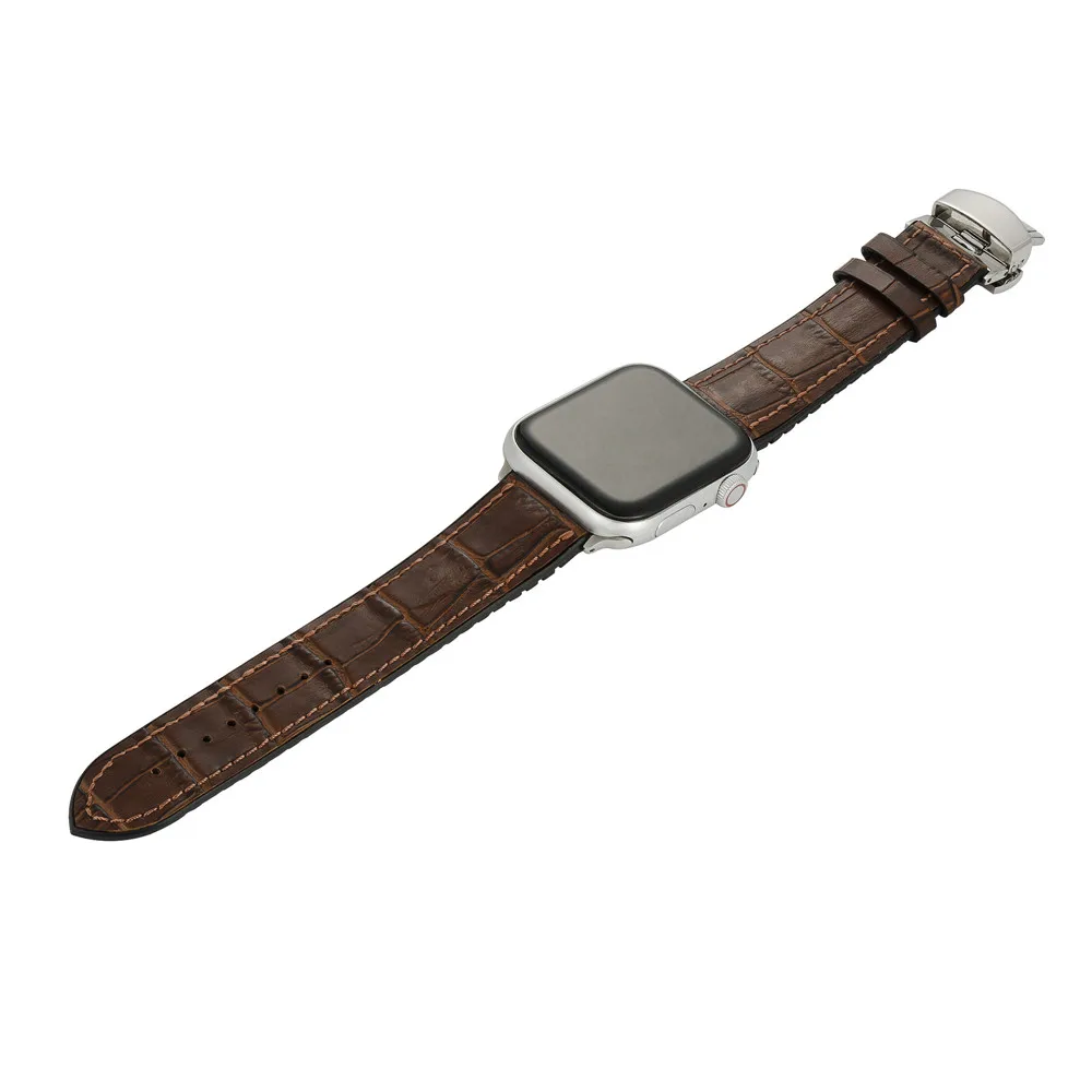 Браслет с застежкой-бабочкой для наручных часов Apple Watch, версии 44/40/42/38 мм Классический Ремешки для наручных часов аксессуары для наручных часов iWatch серии 5 4 3 2 1 - Цвет ремешка: Brown 1