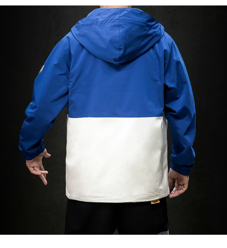 Harajuku Jacket Men Hip Hop Hooded Windbreaker Jackets Patchwork Japanese Streetwear Tracksuit Coat ABZ591