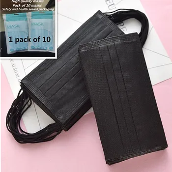 

50-100 Pcs Mondkapjes Disposable Masks Non-woven Face Masks 3 layer Filter Thickened Melt Blown Cloth Mouth Mask Black IN STOCK