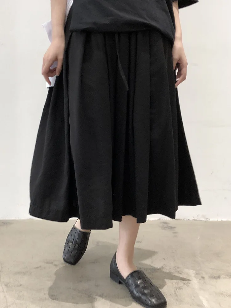 Lady's Skirt Summer New Black Black Popular Pleated Strap Design Fashion Trend Casual Loose Large Size Skirt