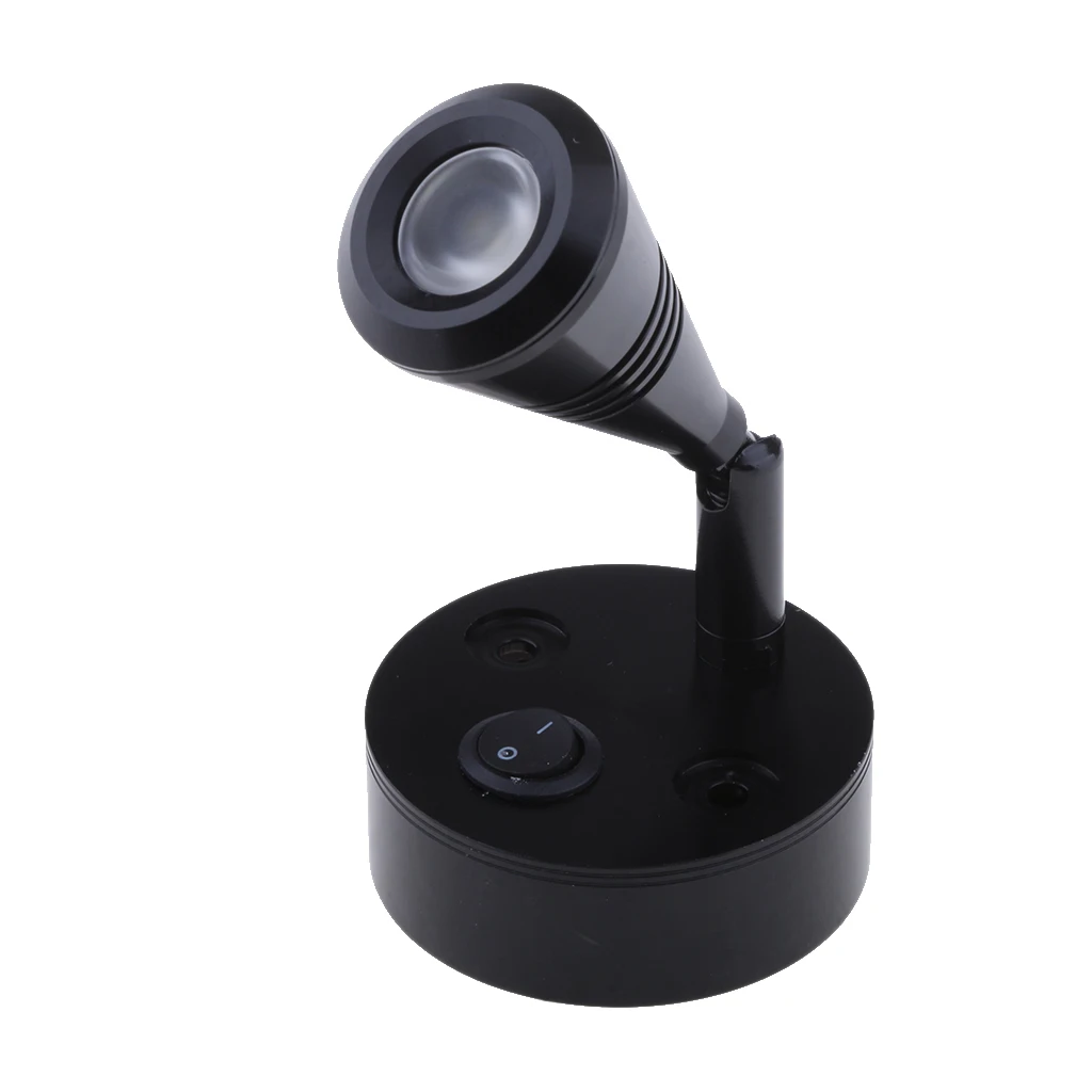 12V LED Wall Spotlight Reading Light Caravan/Boat 3W Cabin/Chart Lamp Black