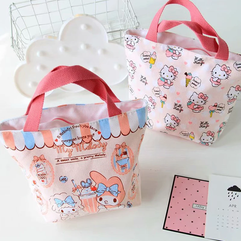 Сумка с кошкой Китти Холщовый Ланч бокс бокс|Сумки для вещей| |