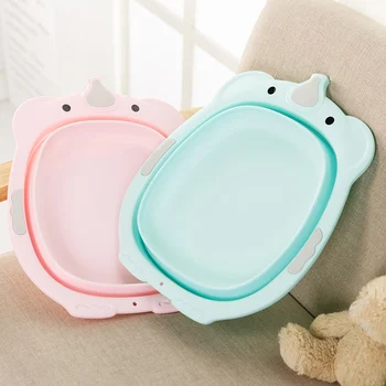 

Cute Cartoon Baby Folding Washbasin Infant PP Washing Bath Tub Portable Wash Basin portable shampoo sink lavabo camping RT99