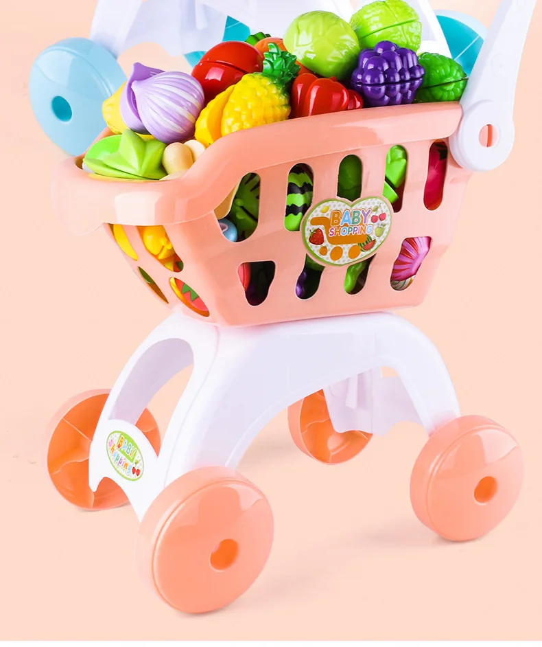 Детский игровой домик, большой размер, модель, корзина для покупок, игрушка для детей, набор для резки фруктов и овощей, набор для девочек