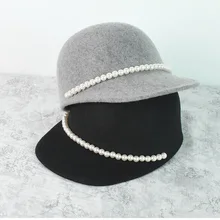 01910-yekang0957 Зимняя шерстяная Женская Бейсболка с жемчугом, женские шерстяные Козырьки Шляпы