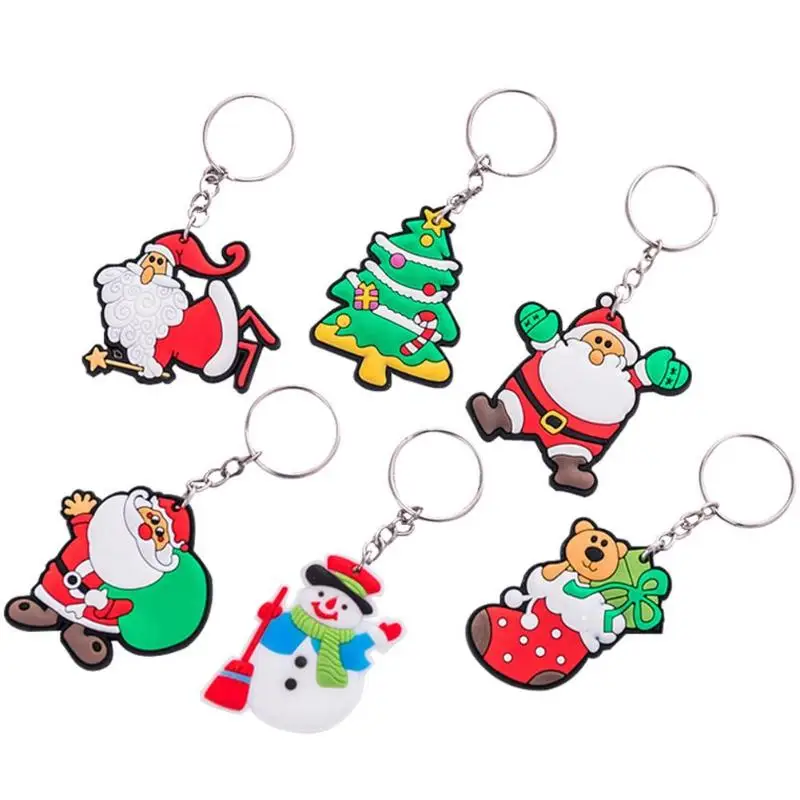 Christmas Cartoon Santa Claus Snowman Keychain Tree Ornament Hanging Bag Pendants New Year Gifts