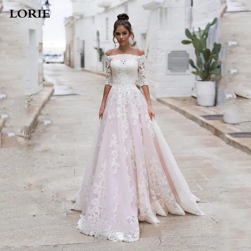 Light Pink And White Wedding Dresses