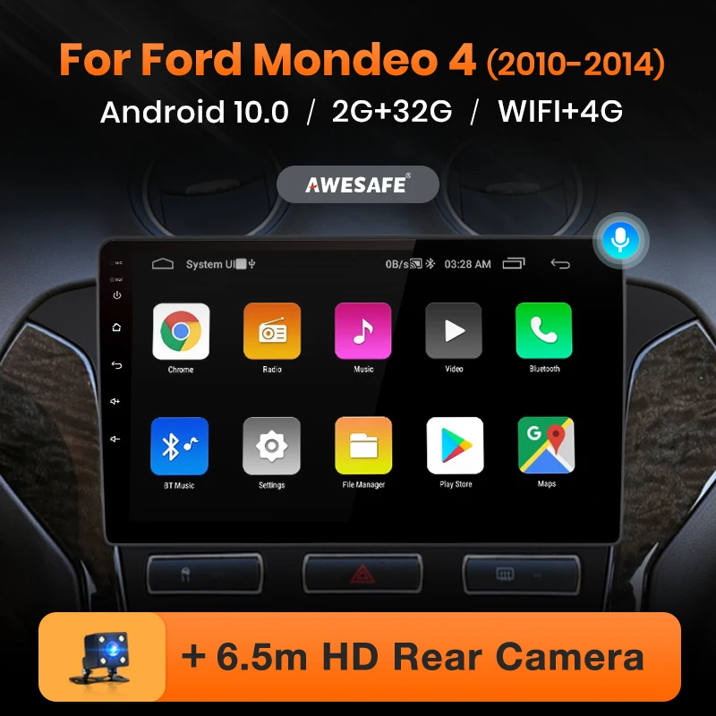 Автомагнитола AWESAFE PX9 для Ford Mondeo 4 2010 2014 мультимедийный видеоплеер с GPS 2din Android 10 0 2